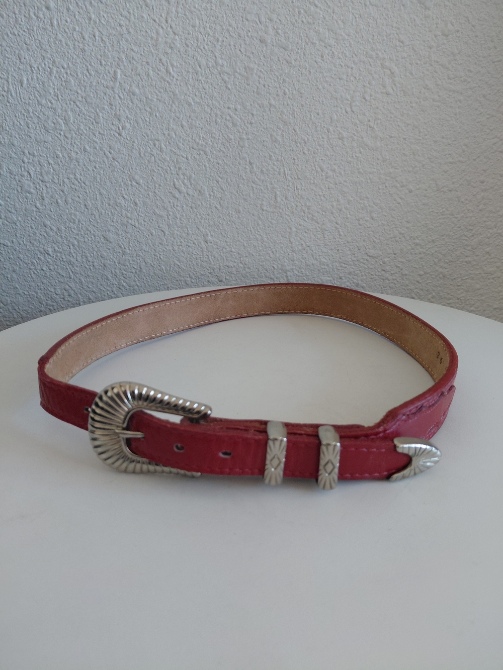 Tony Lama Red Embossed Leather Women Western Belt